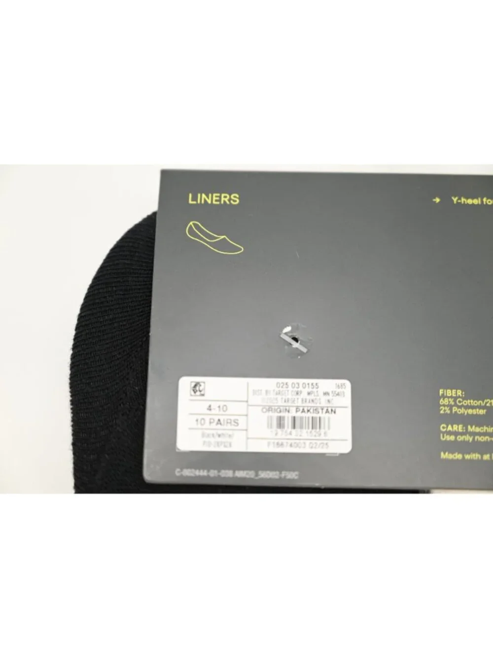 NIP All In Motion Lot of 2 Sock Liners Sz 4-10 Black White 10 Pair Each Athletic